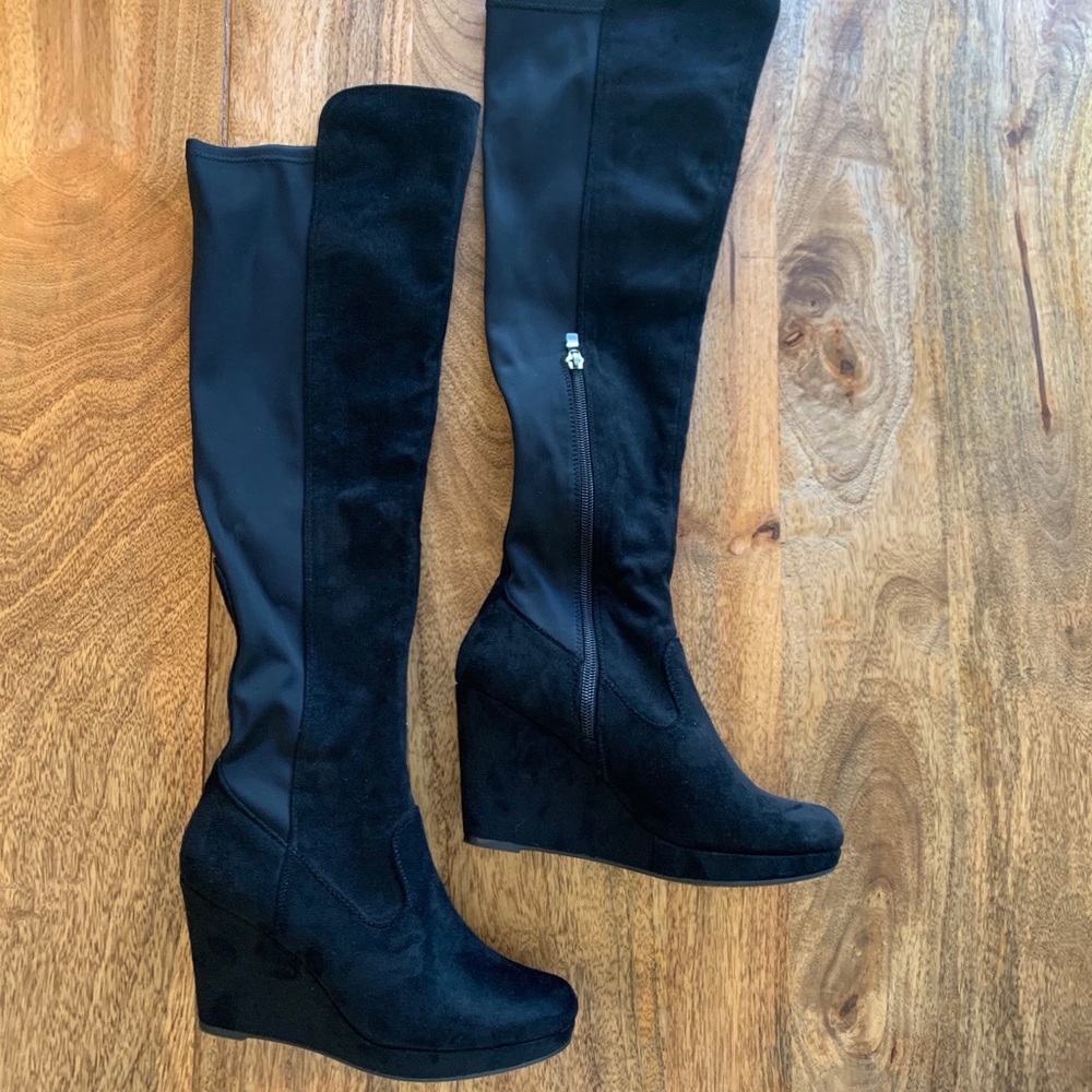 Chinese Laundry over the knee wedge boot 7 1/2